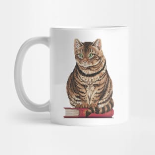 Cat Sitting On A Book Cross Stitch Mug